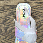 DKNY Women's Footwear Isha Flat Sandal K4169795 Silver Iridescent Halcott 7M