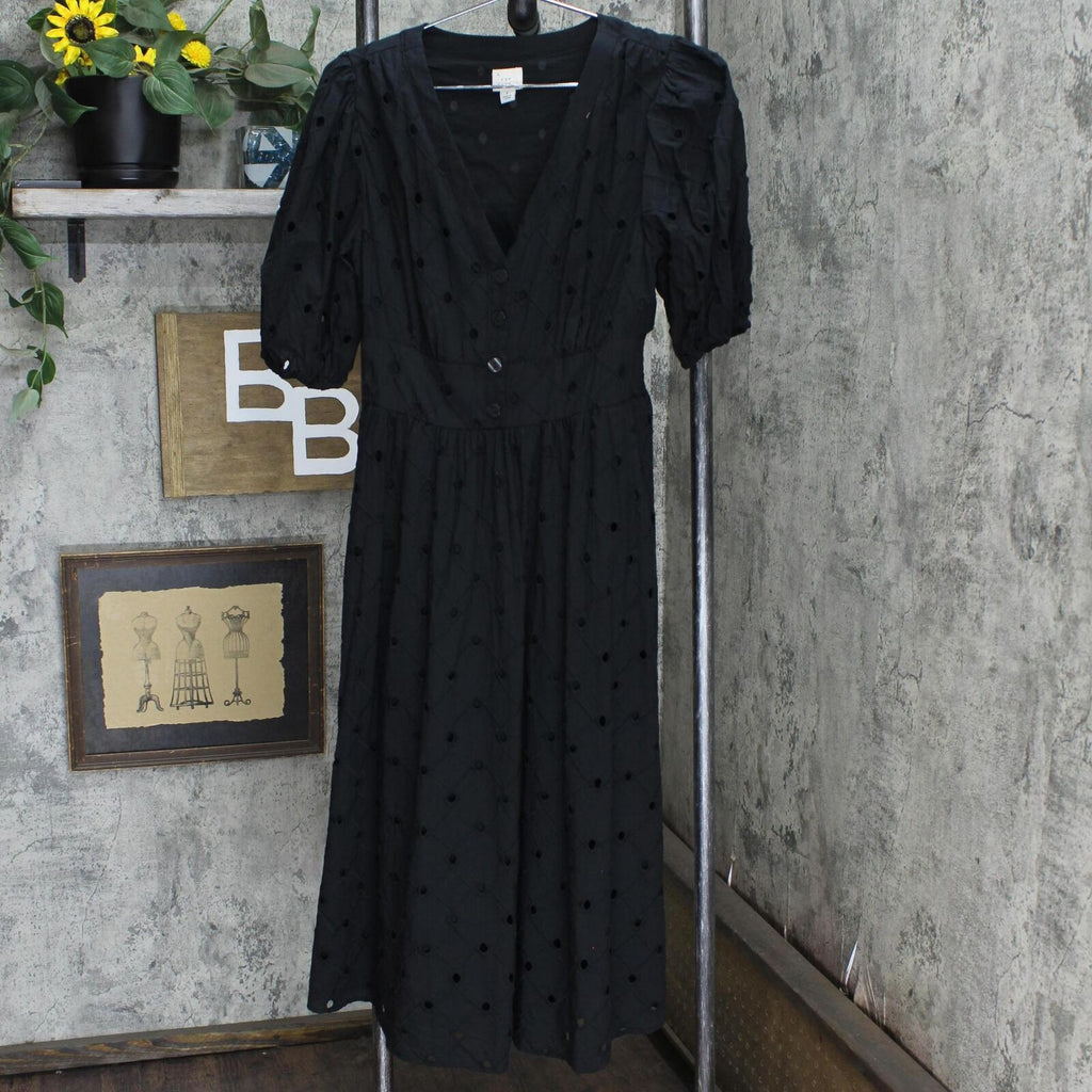 A New Day Women s Short Sleeve Eyelet Dress 78793759 Black S Biggybargains