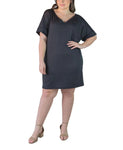 24seven Comfort Apparel Womens Plus Size Loose Fit V-neck Knee Length Dress