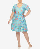 White Mark Womens Plus Size Floral Short Sleeve Knee Length Dress PS327