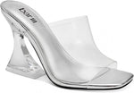 Bar III Womens Cherr Padded Insole Slip On Mule Sandals Clear Vinyl Gray 8.5M