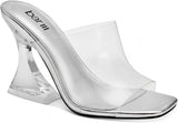 Bar III Womens Cherr Padded Insole Slip On Mule Sandals Clear Vinyl Gray 8.5M