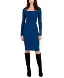 Taylor Women's Boat-Neck Long-Sleeve Ribbed Sweater Dress 6711M Prussian Blue S