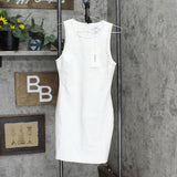 Likely Womens Sleeveless Manhattan Bodycon Dress with Studs White 6