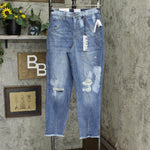 Frayed Denim Tapered Boyfriend Workwear Jeans 30156928 Blue 26