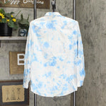 Lands' End Long Sleeve Cotton Boyfriend Tie Dye Button Up Top 516840-Sample