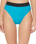 DKNY Women's High-Waist Logo Bikini Bottoms DI2BQ353 Blue S