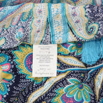 Do Everything In Love Womens Woven Tassle Square Scarf Blue Paisley OS