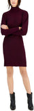 Taylor Dresses Mock Neck Puff Sleeve Cable Knit Sweater Dress 6702M Fig Purple M