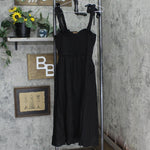 LC Lauren Conrad Womens Tie Shoulder Strap Padded Woven Fit Flare Dress Black S
