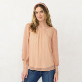 Lc Lauren Conrad Women's Flowy Puff Sleeve Top WL21W031RP