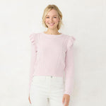 Lc Lauren Conrad Womens Cable-Knit Ruffle Sweater WL23S021RS