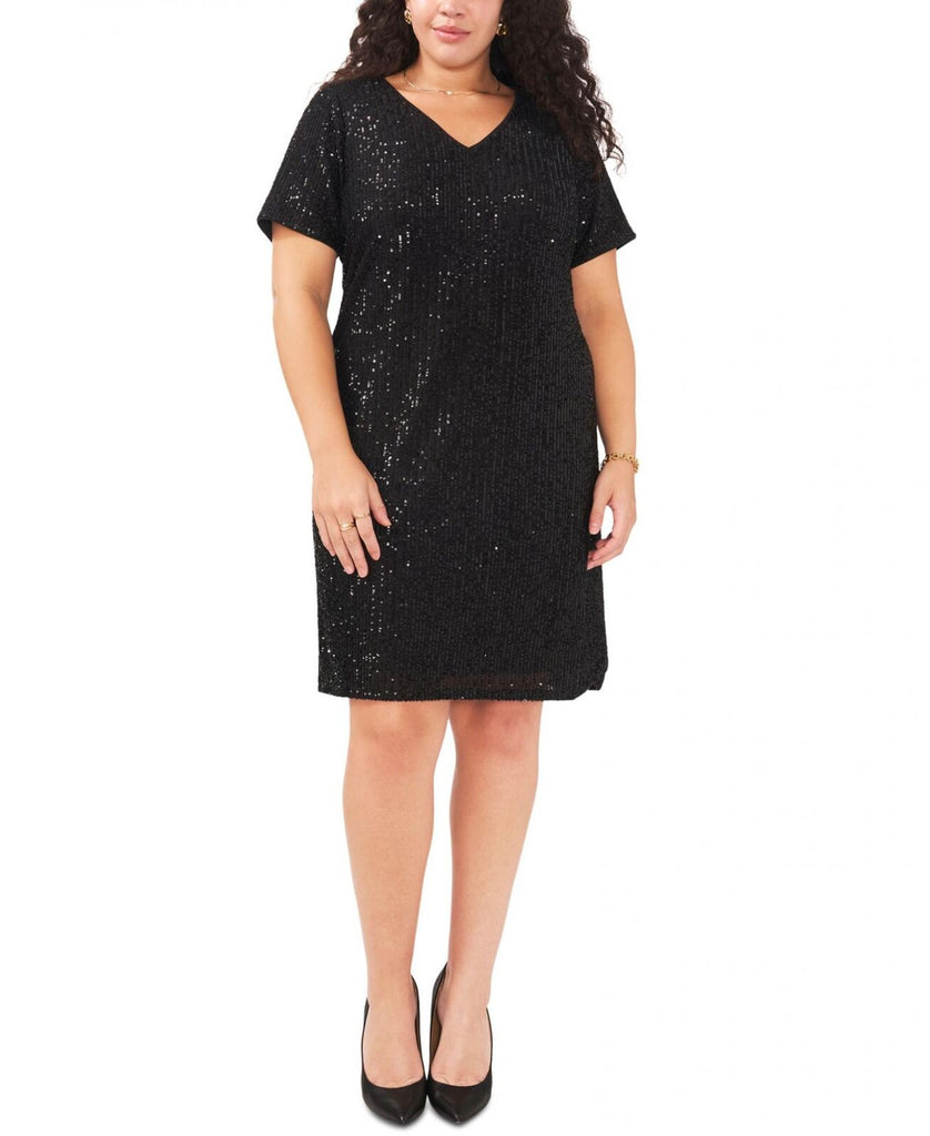 Vince Camuto Womens Plus Size V Neck Short Sleeve Sequin Dress 9252272 Biggybargains
