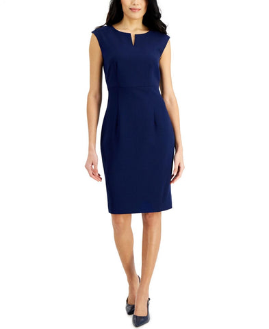 Kasper Womens Petite Notched-Neck Sheath Dress 10814689