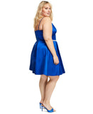 B. Darlin Womens Trendy Plus Size V-Neck A-Line Dress 8018921 Royal Blue 14