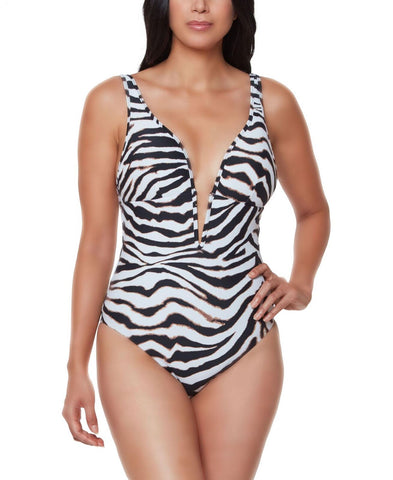 Bar III Printed V-Neck One-Piece Swimsuit MBWC22206