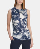 DKNY Womens Printed Twist-Neck Keyhole Top UF9TYA20