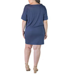 24seven Comfort Apparel Womens Plus Size Loose Fit V-neck Knee Length Dress