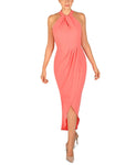 Julia Jordan Womens Knot-Neck Midi Halter Dress Pink 14 JJ38691