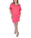 24seven Comfort Apparel Womens Plus Size Loose Fit V-neck Knee Length Dress