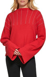 DKNY Womens Long Sleeve Studded Cowl Neck Sweater P2MSAB84 Scarlet Silver Red XL