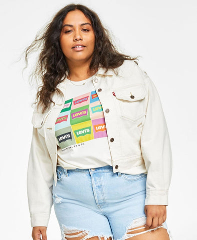 Levi's Trendy Plus Size Womens Cotton Baggy Trucker Jacket A34780002