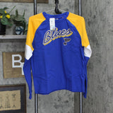 NHL Womens Frayed Bottom St Louis Blues Colorblock Sweatshirt HOLFE12TAR-Blues