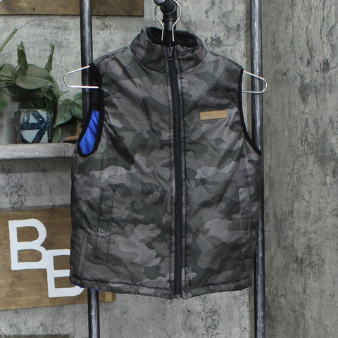 Buffalo Boys Sherpa Lined Quilted Vest Green Camo See Measurements