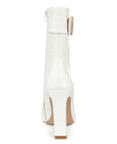 Journee Collection Elanie Comfort Foam Inside Zip Block Heel Booties White 8M