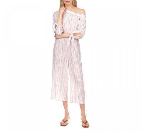 Michael by Michael Kors Metallic Striped One Shoulder Jumpsuit MS280Y94LZ