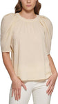 Calvin Klein Womens Textured Puff Shoulder Blouse M2DA1517