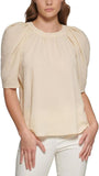 Calvin Klein Womens Textured Puff Shoulder Blouse M2DA1517