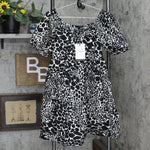 Who What Wear Women's Leopard Print Puff Short Sleeve Dress WD-788