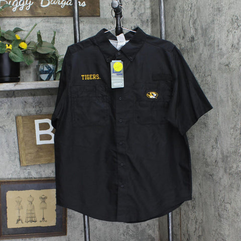 Pro Edge Mens Missouri Tigers Button Up Short Sleeve Mesh Lined Shirt