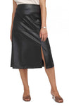 Anne Klein Front Slit Faux Leather Midi Skirt 10855509