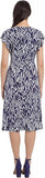 London Times Women's Leaf Print V-Neck Ruffle Sleeve Dress T6085M