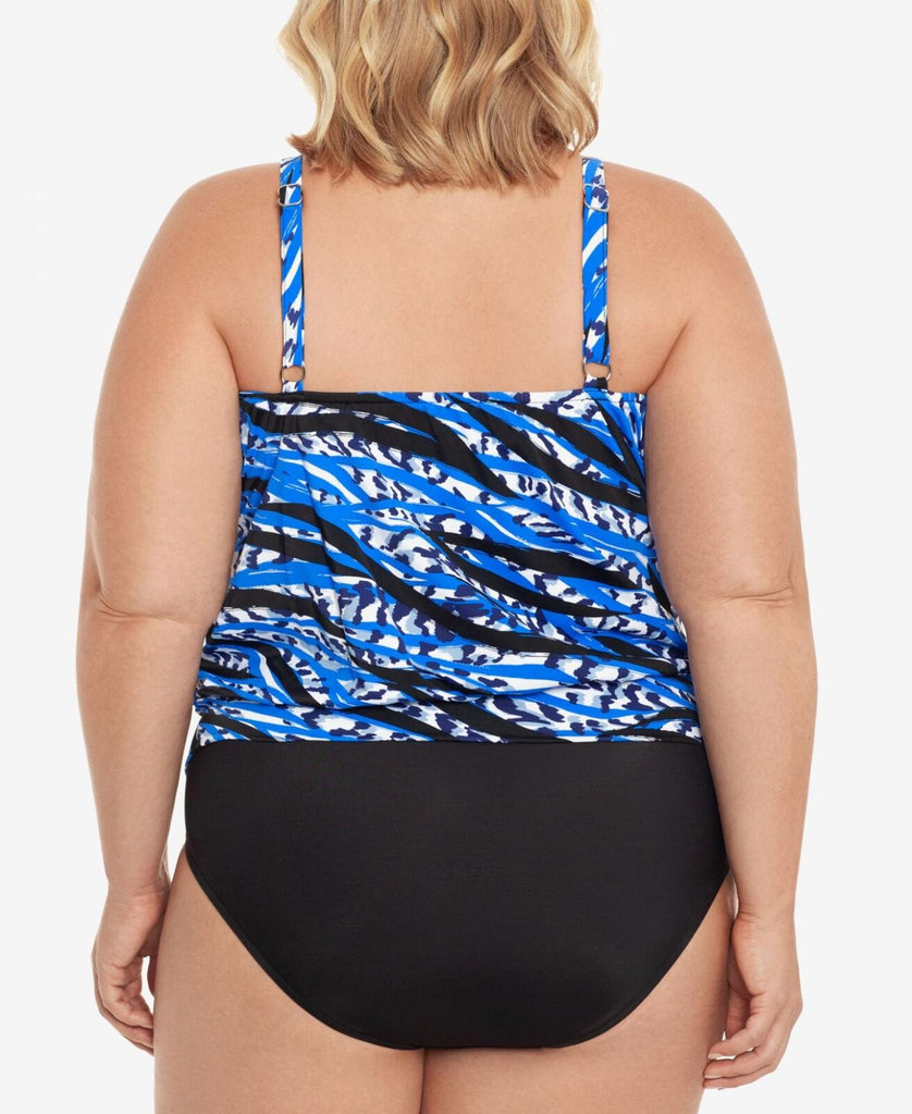Swim Solutions Jewels Printed Tiered Tummy Control One-Piece Swimsuit  5540573