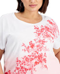 Tommy Hilfiger Womens Plus Size Ombre Floral Tee W2BH0519