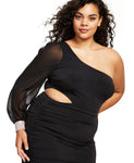 City Studios Trendy Plus Size One-Shoulder Bodycon Dress 8415GP9PD1 Black 1X