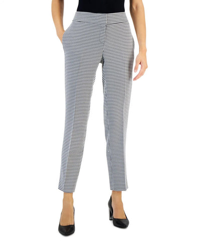 Kasper Women's Houndstooth Mid Rise Slim-Fit Pants 10852329