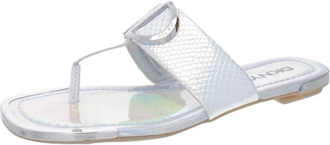 DKNY Women's Footwear Isha Flat Sandal K4169795 Silver Iridescent Halcott 9M