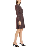 Inc International Concepts Womens Metallic Knit A-Line Dress Black Fire Red 14