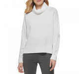 DKNY Womens Studded Sleeve Cotton Turtleneck Sweater P2MSAB65