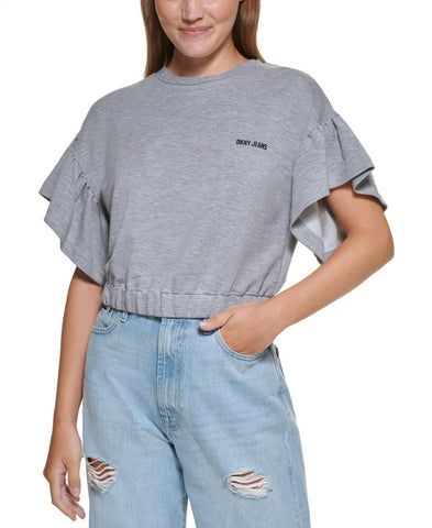 Dkny Jeans Cropped Flutter-Sleeve T-Shirt E21FFHLW