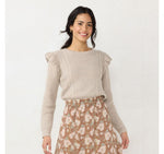 Lc Lauren Conrad Womens Cable-Knit Ruffle Sweater WL23S021RS