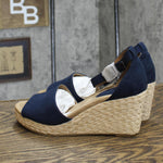 Style & Co. Womens Seleeney Faux Suede Wedge Sandals 10004896400 Navy Blue 8M