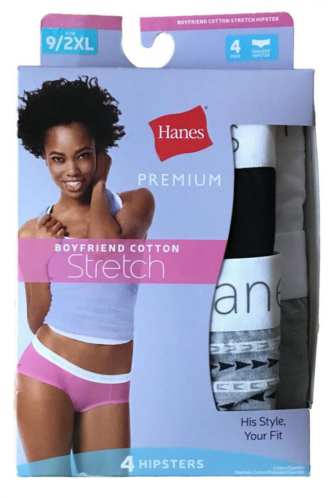 Hanes Premium Women's 4pk Boyfriend Cotton Stretch Boxer Briefs - Color May  Vary XXL