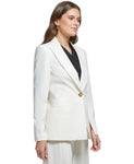 DKNY Peak-Collar Single-Button Long-Sleeve Blazer UI2J7680 Egg Nog Off White 2