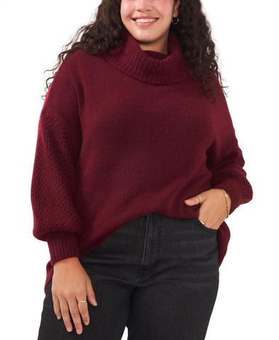 Vince Camuto Plus Size Turtleneck Blouson-Sleeve Sweater 9261225