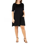 24seven Comfort Apparel Womens Plus Size Knee Length Pocket T-shirt Dress